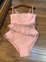 D-clothing Zimmermann Women's One Piece Swimsuit Vintage Off Shoulder Flounce Ruffle Bathing Suits
