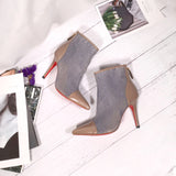 S-shoe C.h.r.i.s.t.i.a.n L.o.u.b.o.u.t.i.n Women's Solid Color Tulle Perspective Embroidery Lace Zipper Mid Block Heel Sandals Summer Daily Outing