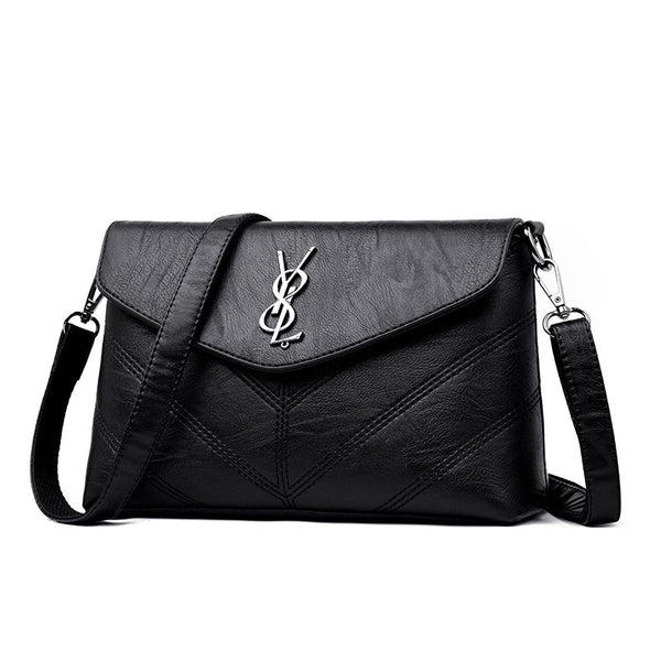 L-package Envelope Wristlet Clutch Womens Crossbody Bag with Chain Strap Cassandra Large bag with monogram slider in smooth leather