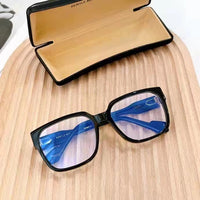 S-sunglasses Korean Style Rectangular Black Acetate Frame Anti Radiation Glasses For Loopy Women Oversized Shades for Women Glasses Frame Clear Lens Eyeglasses Elastic Temples Leg