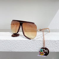 S-sunglasses gucci Women Half-frame Metal Cut-rimmed Sunglasses For GG0897/S With Pendant Stylish Retro Large Frame Sungshades Men Personality Frame Sun Glasses Light Blocking Glasses Women Half Rim Sunglasses Korean Style Fashion Eyewear