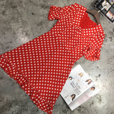D-clothing Dior Dresses for Women V Neck Ruffle Polka Dot Loose Swing Casual Short T-Shirt Dress