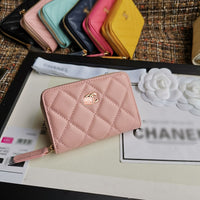 A-accessories NO.69271 7.5-11.5-2.5cm Small Wallet for Women PU Leather Leaf Pendant Card Holder Organizer Zipper Coin Purse