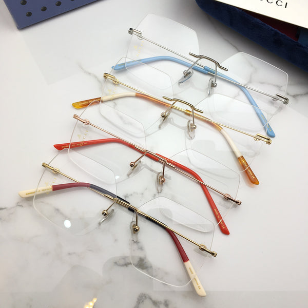 S-sunglasses GUCCI New Korea Spectacle Frame Anti Blue Ray Reading Glasses For GG0683O Men Women Rimless Cutting Presbyopia Eyewear for Ladies Blue Light Glasses Frame Rimless Women's Glasses Round Eyeglasses Men Myopia Optical Prescription Glasses