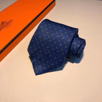 A-accessories Hermès Mens Horses Ties Self Tie Equestrian Ridding Jacquard Necktie & Pocket Square Set