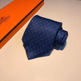 A-accessories Hermès Mens Horses Ties Self Tie Equestrian Ridding Jacquard Necktie & Pocket Square Set