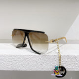 S-sunglasses gucci Women Half-frame Metal Cut-rimmed Sunglasses For GG0897/S With Pendant Stylish Retro Large Frame Sungshades Men Personality Frame Sun Glasses Light Blocking Glasses Women Half Rim Sunglasses Korean Style Fashion Eyewear