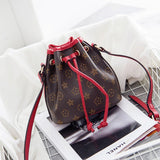 L-package 18-12-18cm Drawstring Bucket Bag for Women Cowhide Leather Crossbody Purse Shoulder Bag