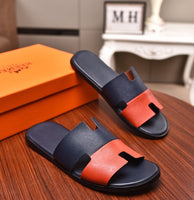 S-shoe H.e.r.m.e.s Spring Summer New Flat-bottom Wear Lazy Beach Toe Comfort Joker Slippers Women's Genuine Cow Leather Slippers Couple Indoor Non-slip Men Women Home Fashion Casual Single Shoes PVC Soft Soles