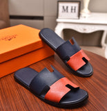 S-shoe H.e.r.m.e.s Spring Summer New Flat-bottom Wear Lazy Beach Toe Comfort Joker Slippers Women's Genuine Cow Leather Slippers Couple Indoor Non-slip Men Women Home Fashion Casual Single Shoes PVC Soft Soles