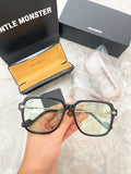 S-sunglasses G monster Anti-Blue Women Round Glasses Eyeglasses For Jeff Anti Radiation Metal Details Thin Temples Transparent Retro unisex Computer lens Oversized Black Acetate Frame Eyewear 99.9% UV Protection