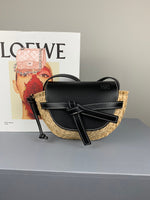 H-bag Loewe Gate Mini Bag Light Blue/Natural Women Gate Saddle Shaped Crossbody Bag Shoulder Purse