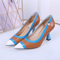 S-shoe Fendi Stiletto High Heel Shoes for Women Pointed Closed Toe Classic Slip On Dress Pumps