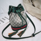 L-package Women Bag With Colorful Strap Bucket Bag Women PU Leather Shoulder Bags Messenger Bags with 2-Style Strap
