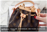 L-package 18-12-18cm Drawstring Bucket Bag for Women Cowhide Leather Crossbody Purse Shoulder Bag
