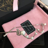 S-sunglasses Fashion Pearl half decorative glasses Non lens frame electronic girl for y.v.m.i.n