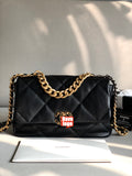 for CHANEL Fashion C brand Bag For Woman AS1161 B08887 NJ581 America Crossbody 19 LARGE HANDBAG Shoulder Messenger Corduroy Gold-Tone Silver-Tone & Ruthenium-Finish Metal Fuchsia