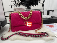 for CHANEL Fashion C brand Bag For Woman AS1161 B08887 NJ581 America Crossbody 19 LARGE HANDBAG Shoulder Messenger Corduroy Gold-Tone Silver-Tone & Ruthenium-Finish Metal Fuchsia