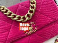 for CHANEL Fashion C brand Bag For Woman AS1161 B08887 NJ581 America Crossbody 19 LARGE HANDBAG Shoulder Messenger Corduroy Gold-Tone Silver-Tone & Ruthenium-Finish Metal Fuchsia