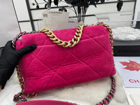 for CHANEL Fashion C brand Bag For Woman AS1161 B08887 NJ581 America Crossbody 19 LARGE HANDBAG Shoulder Messenger Corduroy Gold-Tone Silver-Tone & Ruthenium-Finish Metal Fuchsia