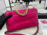 for CHANEL Fashion C brand Bag For Woman AS1161 B08887 NJ581 America Crossbody 19 LARGE HANDBAG Shoulder Messenger Corduroy Gold-Tone Silver-Tone & Ruthenium-Finish Metal Fuchsia