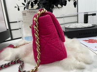 for CHANEL Fashion C brand Bag For Woman AS1161 B08887 NJ581 America Crossbody 19 LARGE HANDBAG Shoulder Messenger Corduroy Gold-Tone Silver-Tone & Ruthenium-Finish Metal Fuchsia
