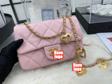 CHANEL Fashion C brand Bag For Woman AS3457 B08840 NJ523 America MINI FLAP BAG Shoulder Messenger Lambskin & Gold-Tone Metal Light Pink