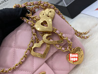 CHANEL Fashion C brand Bag For Woman AS3457 B08840 NJ523 America MINI FLAP BAG Shoulder Messenger Lambskin & Gold-Tone Metal Light Pink