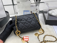 CHANEL Fashion C brand Bag For Woman AS3457 B08840 NJ523 America MINI FLAP BAG Shoulder Messenger Lambskin & Gold-Tone Metal Light Pink