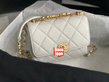 CHANEL Fashion C brand Bag For Woman AS3240 B08012 10601 America Crossbody SMALL FLAP BAG Messenger Lambskin Strass & Gold-Tone Metal White