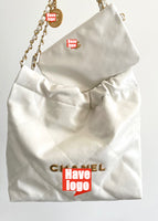 FOR CHANEL Fashion C brand Bag For Woman AS3260 B08872 10601 America 22 SMALL HANDBAG Shoulder Messenger Calfskin & Silver-Tone Metal White