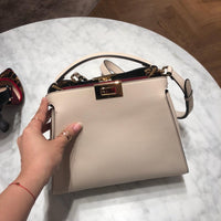 H-bag Fendi PEEKABOO ESSENTIALLY Blue leather bag  27cm NO.8BN302