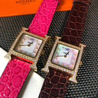 W-watch h.e.r.m.e.s Heure H watch, 21 x 21 mm Steel watch with sunburst stamped motif