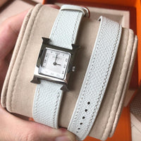 W-watch h.e.r.m.e.s Heure H watch, 21 x 21 mm White-lacquered steel watch, white-lacquered dial