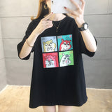 Cartoon Korean Oversized T-shirts Women Short Sleeve Hamster Shirts women Retro Loose Pullover Tops