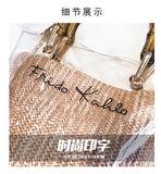 L-package Women PVC Transparent Handbag Tote Bamboo Handles Summer Beach Bag Bucket Shoulder Bag Crossbody Bag Cosmetic Shoulder Handbag