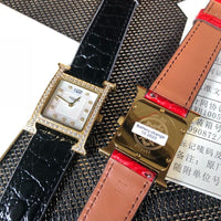 W-watch h.e.r.m.e.s Heure H watch, 21 x 21 mm Steel watch with sunburst stamped motif