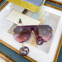 S-sunglasses gucci Women Half-frame Metal Cut-rimmed Sunglasses For GG0897/S With Pendant Stylish Retro Large Frame Sungshades Men Personality Frame Sun Glasses Light Blocking Glasses Women Half Rim Sunglasses Korean Style Fashion Eyewear