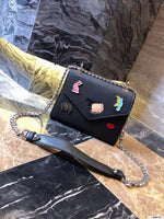 M-Handbag Prada 22-18cm Glossy Envelope Evening Clutch Faux Patent Leather Women Chain Shoulder Bag Solid Color Purse