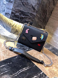 M-Handbag Prada 22-18cm Glossy Envelope Evening Clutch Faux Patent Leather Women Chain Shoulder Bag Solid Color Purse