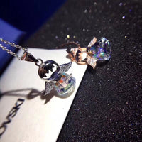 J-jewelry SWAROVSKI Sterling Silver and Rose Gold Over Sterling Silver Angel with Heart Pendant Necklace