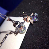 J-jewelry SWAROVSKI Sterling Silver and Rose Gold Over Sterling Silver Angel with Heart Pendant Necklace