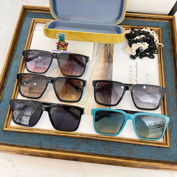 S-sunglasses GUCCI Vintage Oversize Square Sunglasses For GG0662S Women Big Frame Women Sun Glasses Black Fashion Gradient Female Glasses With Glasses Chain Men Polarized UV400 Fashion Sunglass Mirror Sport sun glasses Driving oculos