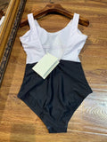D-clothing Women One Piece Vintage Deep V Neck Halter Backless Monokini Swimsuits Bathing Suits