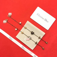 J-jewelry Dior Women’s Link Charm Bracelet Clover Star Heart Pendant Charms Bracelet Bangles for Girls