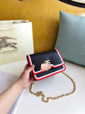 M-Handbag Burberry 21-16cm Women Small Vintage Satchel Crossbody Bag PU Leather Saddle Shoulder Purse Handbag