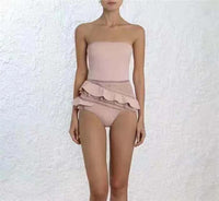 D-clothing Zimmermann Women's One Piece Swimsuit Vintage Off Shoulder Flounce Ruffle Bathing Suits
