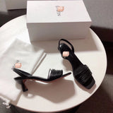 S-shoe N.E.O.U.S Summer Single Cusp Shoe Strappy Heels Solid Buckle Classics Color Block Shoes Slip-on strappy leather sandals with a geometric heel