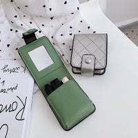 L-package 1Pcs Lipstick Case with Mirror Fashion Lip Balm Holder Portable Multiple Lipstick Bag for Outside Travel Cosmetic Pouch Beauty Lipstick Tubes Organizer Gift for Girl Ladies Women