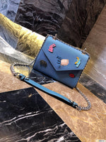 M-Handbag Prada 22-18cm Glossy Envelope Evening Clutch Faux Patent Leather Women Chain Shoulder Bag Solid Color Purse